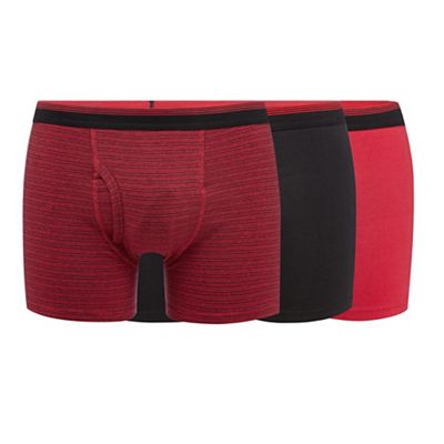 The Collection Pack of three red plain and fine striped trunks